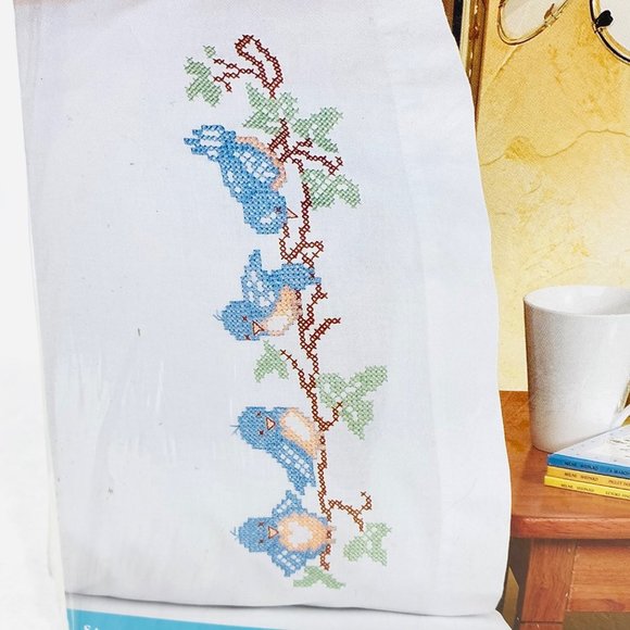 Janlynn Stamped Cross Stitch Pillow Cases - New/Sealed - Picture 3 of 9